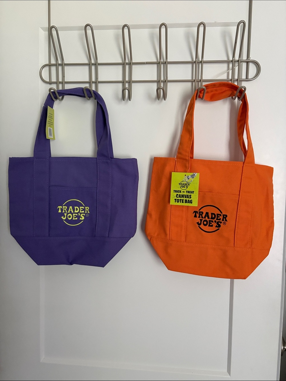 Trader Joe’s Purple and Orange Canvas Tote Bags- both included NWT